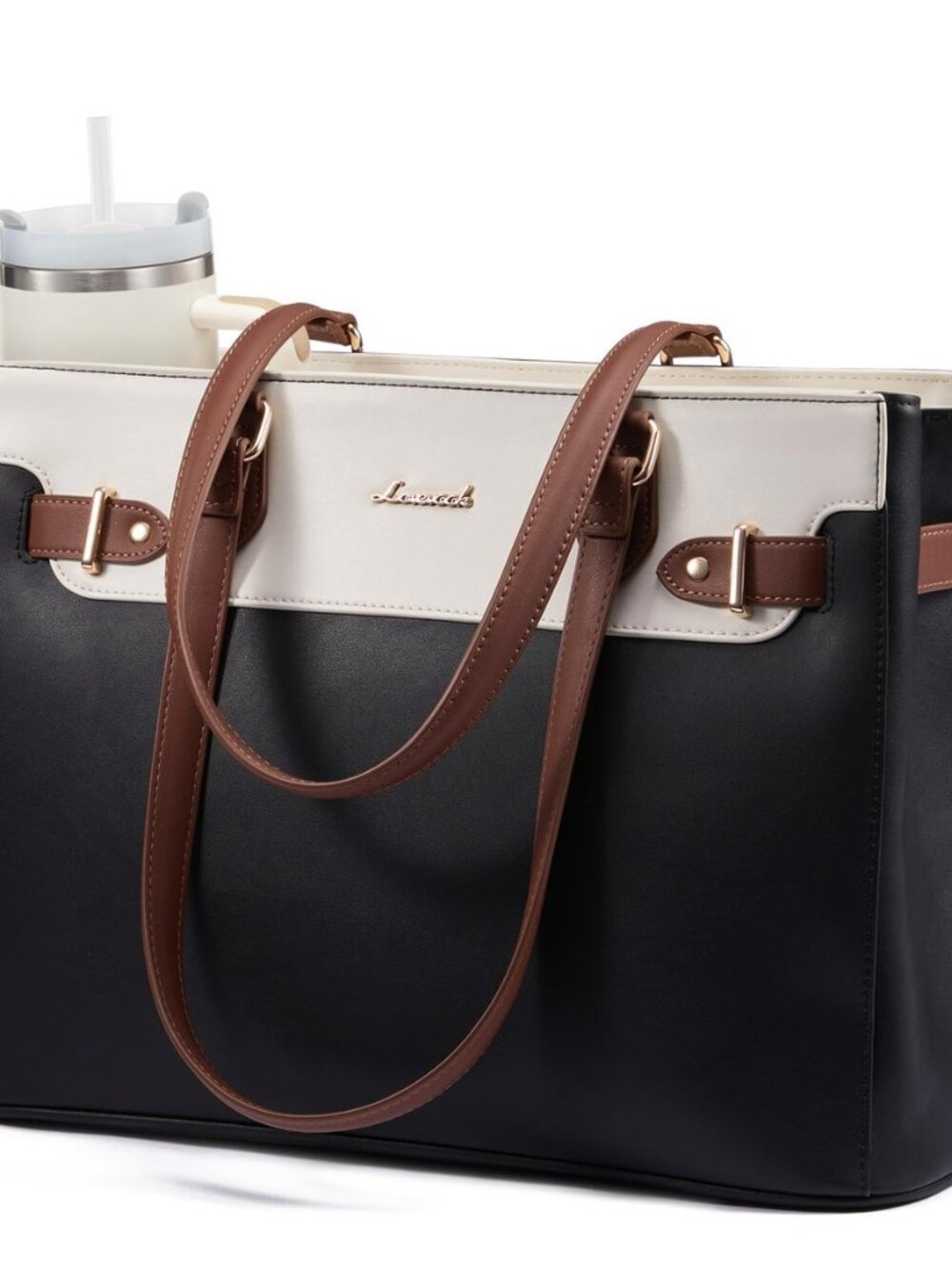 Laptop Tote Bag for Women Work, Teacher Tote Bag with Large Cup Holder